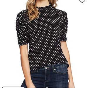 Brand new with tags. Women's Ruched Short Sleeve Polka-Dot Knit Top